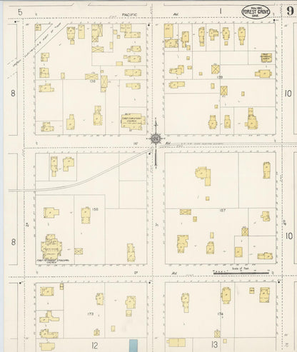 Sanborn Fire Insurance Map from Forest Grove, Washington County, Oregon (1912), Sheet #0009 - Complete Map Set gallery image, historic Sanborn map, vintage wall art, Oregon Oregon