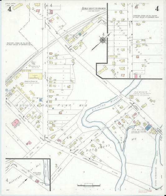 Sanborn Fire Insurance Map from Utica, Macomb County, Michigan (1941), Sheet #0004 - Historic Sanborn Fire Insurance Map Print, vintage old map wall art, antique decor, genealogy gift, Michigan Michigan map