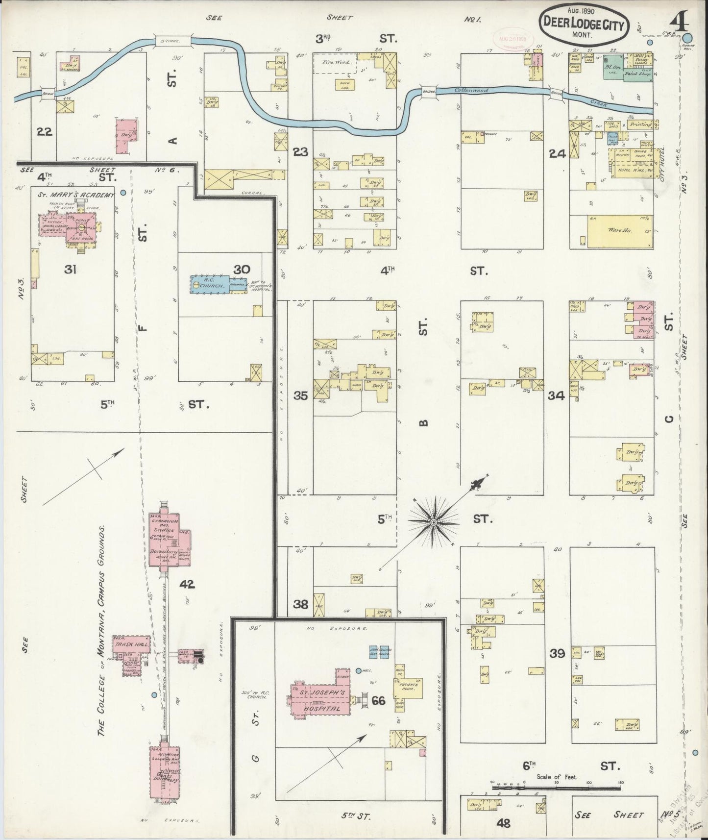 Sanborn Fire Insurance Map from Deer Lodge, Powell County, Montana (1890), Sheet #0004 - Complete Map Set gallery image, historic Sanborn map, vintage wall art, Montana Montana