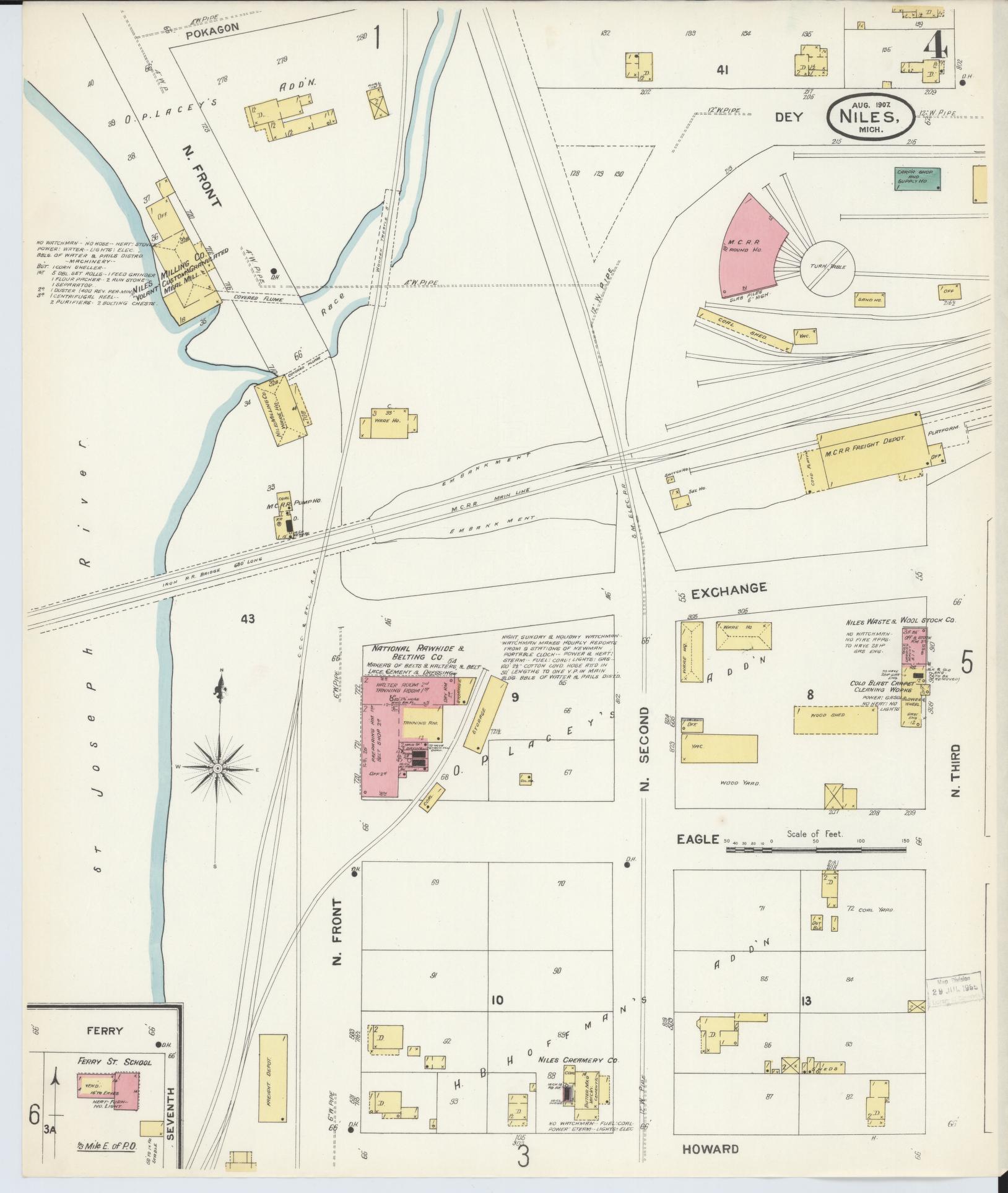 Sanborn Fire Insurance Map from Niles, Berrien County, Michigan (1907), Sheet #0004 - Complete Map Set gallery image, historic Sanborn map, vintage wall art, Michigan Michigan