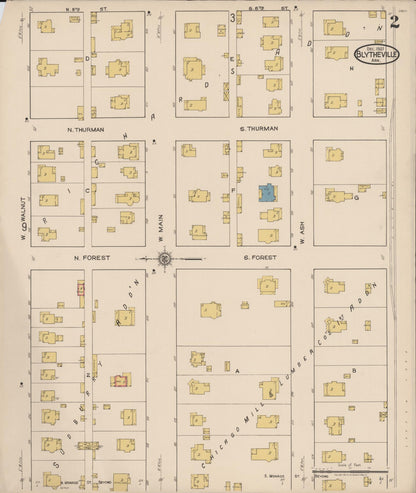 Sanborn Fire Insurance Map from Blytheville, Mississippi County, Arkansas (1921), Sheet #0002 - Complete Map Set gallery image, historic Sanborn map, vintage wall art, Arkansas Arkansas