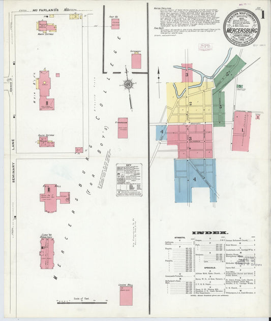 Sanborn Fire Insurance Map from Mercersburg, Franklin County, Pennsylvania (1910), Sheet #0001 - Complete Map Set gallery image, historic Sanborn map, vintage wall art, Pennsylvania Pennsylvania