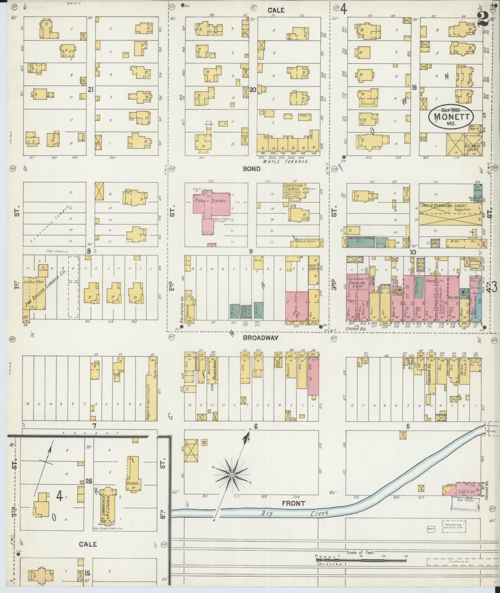 Sanborn Fire Insurance Map from Monett, Barry County, Missouri (1902), Sheet #0002 - Complete Map Set gallery image, historic Sanborn map, vintage wall art, Missouri Missouri