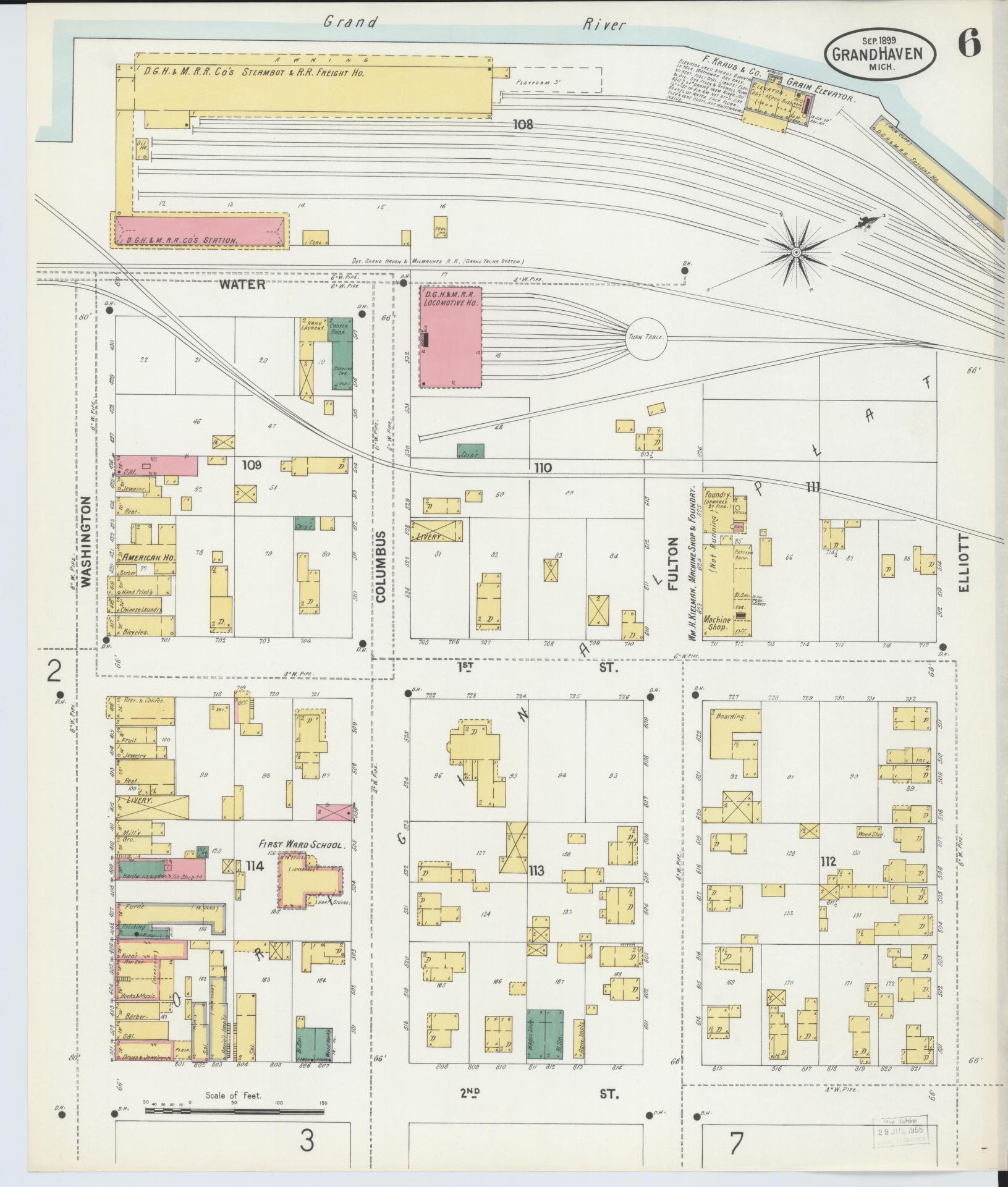Sanborn Fire Insurance Map from Grand Haven, Ottawa County, Michigan (1899), Sheet #0006 - Complete Map Set gallery image, historic Sanborn map, vintage wall art, Michigan Michigan