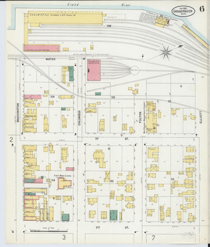 Sanborn Fire Insurance Map from Grand Haven, Ottawa County, Michigan (1899), Sheet #0006 - Complete Map Set gallery image, historic Sanborn map, vintage wall art, Michigan Michigan