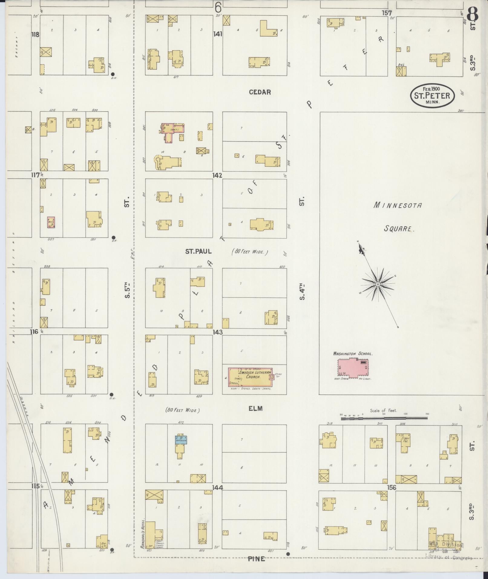 Sanborn Fire Insurance Map from Saint Peter, Nicollet County, Minnesota (1900), Sheet #0008 - Complete Map Set gallery image, historic Sanborn map, vintage wall art, Minnesota Minnesota