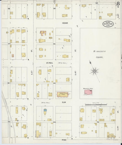 Sanborn Fire Insurance Map from Saint Peter, Nicollet County, Minnesota (1900), Sheet #0008 - Complete Map Set gallery image, historic Sanborn map, vintage wall art, Minnesota Minnesota