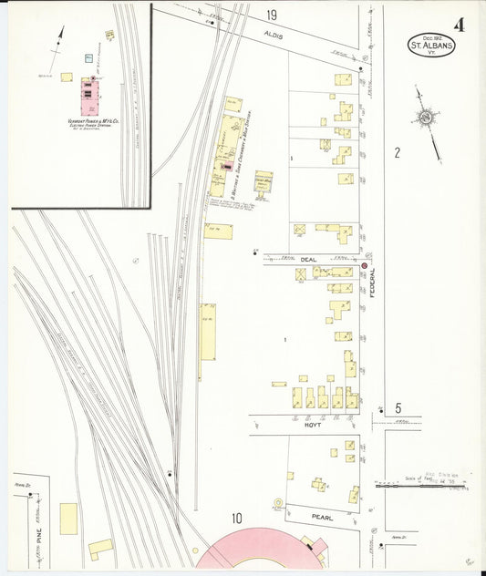 Sanborn Fire Insurance Map from Saint Albans, Franklin County, Vermont (1912), Sheet #0004 - Historic Sanborn Fire Insurance Map Print, vintage old map wall art, antique decor, genealogy gift, Vermont Vermont map