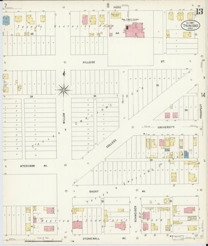 Sanborn Fire Insurance Map from Trinidad, Las Animas County, Colorado (1907), Sheet #0013 - Complete Map Set gallery image, historic Sanborn map, vintage wall art, Colorado Colorado