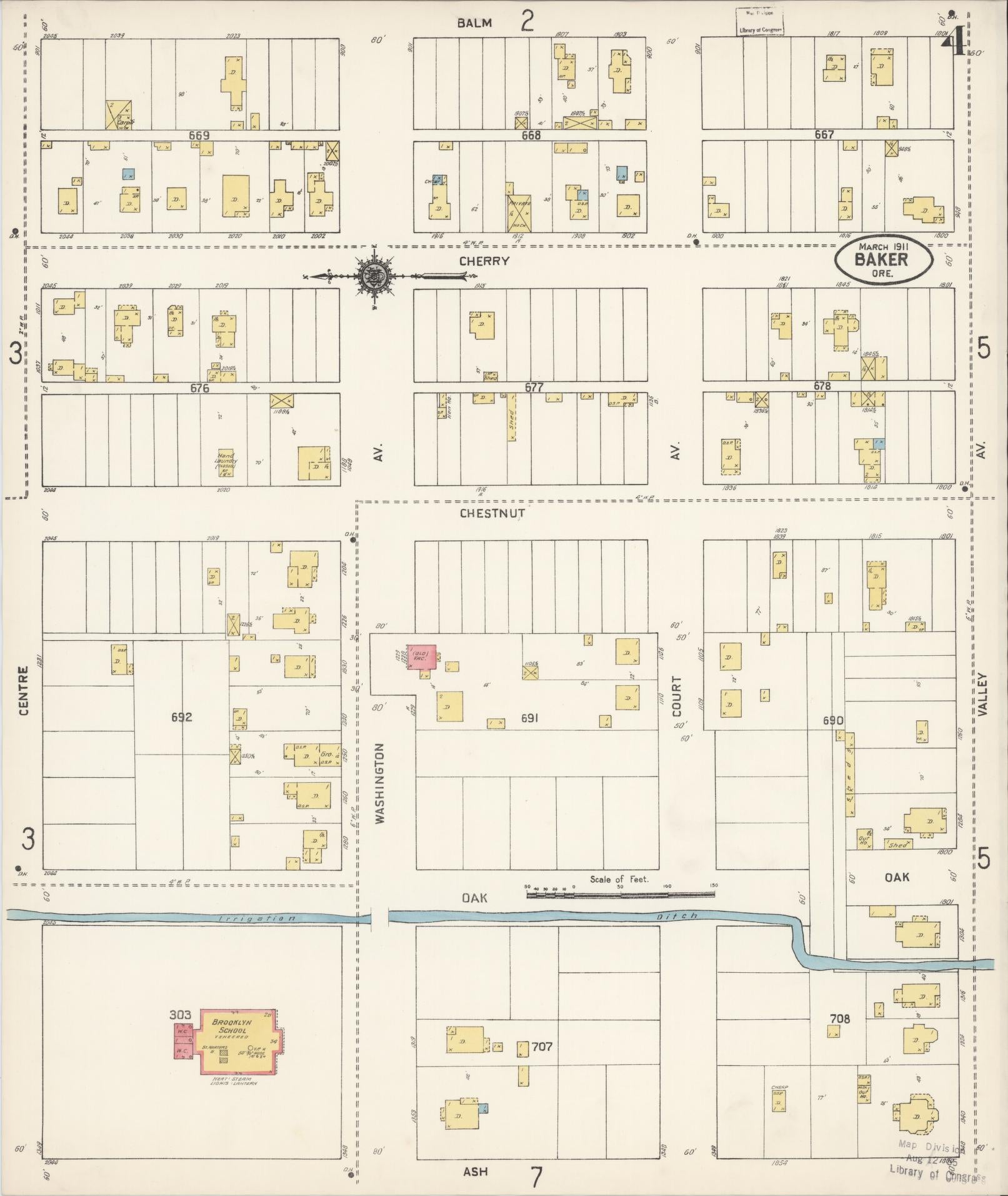 Sanborn Fire Insurance Map from Baker, Baker County, Oregon (1911), Sheet #0004 - Complete Map Set gallery image, historic Sanborn map, vintage wall art, Oregon Oregon