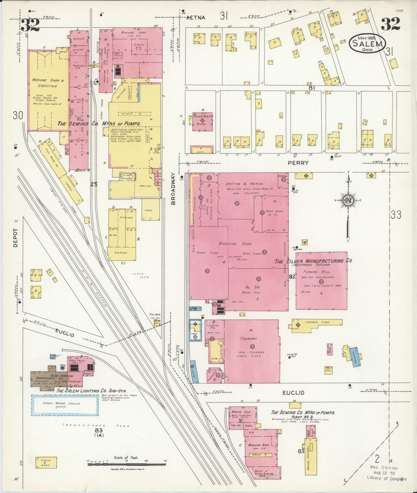 Sanborn Fire Insurance Map from Salem, Columbiana County, Ohio (1926), Sheet #0032 - Historic Sanborn Fire Insurance Map Print, vintage old map wall art, antique decor, genealogy gift, Ohio Ohio map