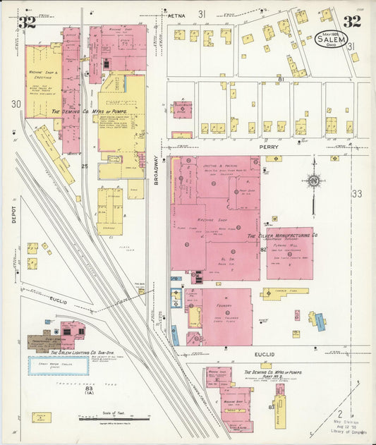 Sanborn Fire Insurance Map from Salem, Columbiana County, Ohio (1926), Sheet #0032 - Historic Sanborn Fire Insurance Map Print, vintage old map wall art, antique decor, genealogy gift, Ohio Ohio map