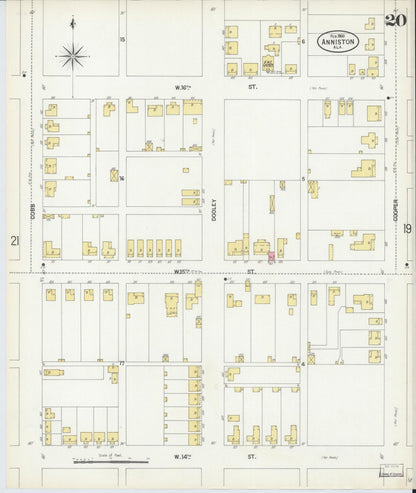 Sanborn Fire Insurance Map from Anniston, Calhoun County, Alabama (1900), Sheet #0020 - Complete Map Set gallery image, historic Sanborn map, vintage wall art, Alabama Alabama
