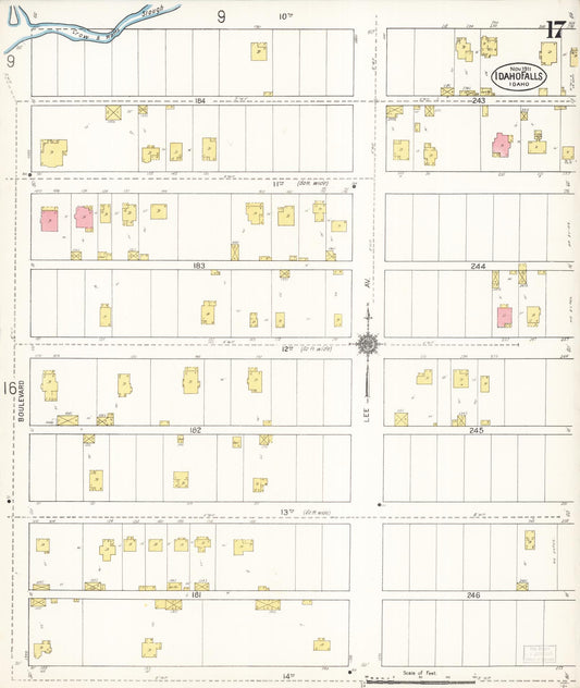 Sanborn Fire Insurance Map from Idaho Falls, Bonneville County, Idaho (1911), Sheet #0017 - Historic Sanborn Fire Insurance Map Print, vintage old map wall art, antique decor, genealogy gift, Idaho Idaho map