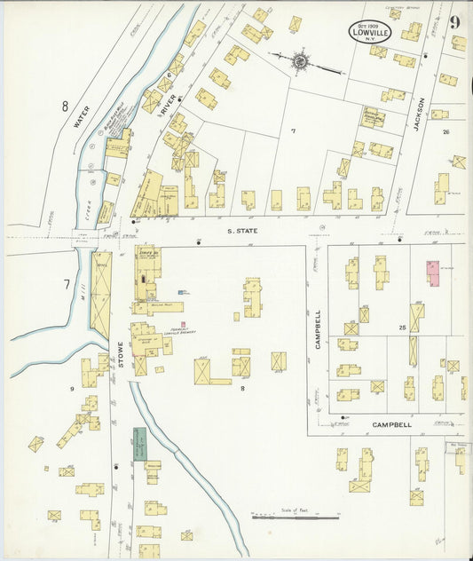 Sanborn Fire Insurance Map from Lowville, Lewis County, New York (1909), Sheet #0009 - Historic Sanborn Fire Insurance Map Print, vintage old map wall art, antique decor, genealogy gift, New York New York map