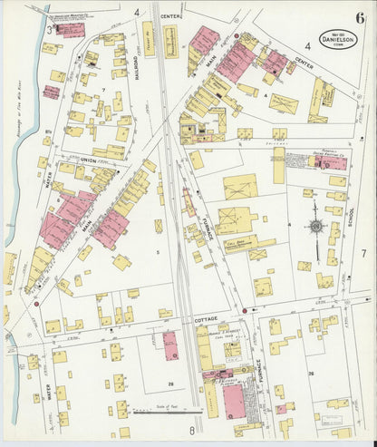 Sanborn Fire Insurance Map from Danielson, Windham County, Connecticut (1911), Sheet #0006 - Complete Map Set gallery image, historic Sanborn map, vintage wall art, Connecticut Connecticut