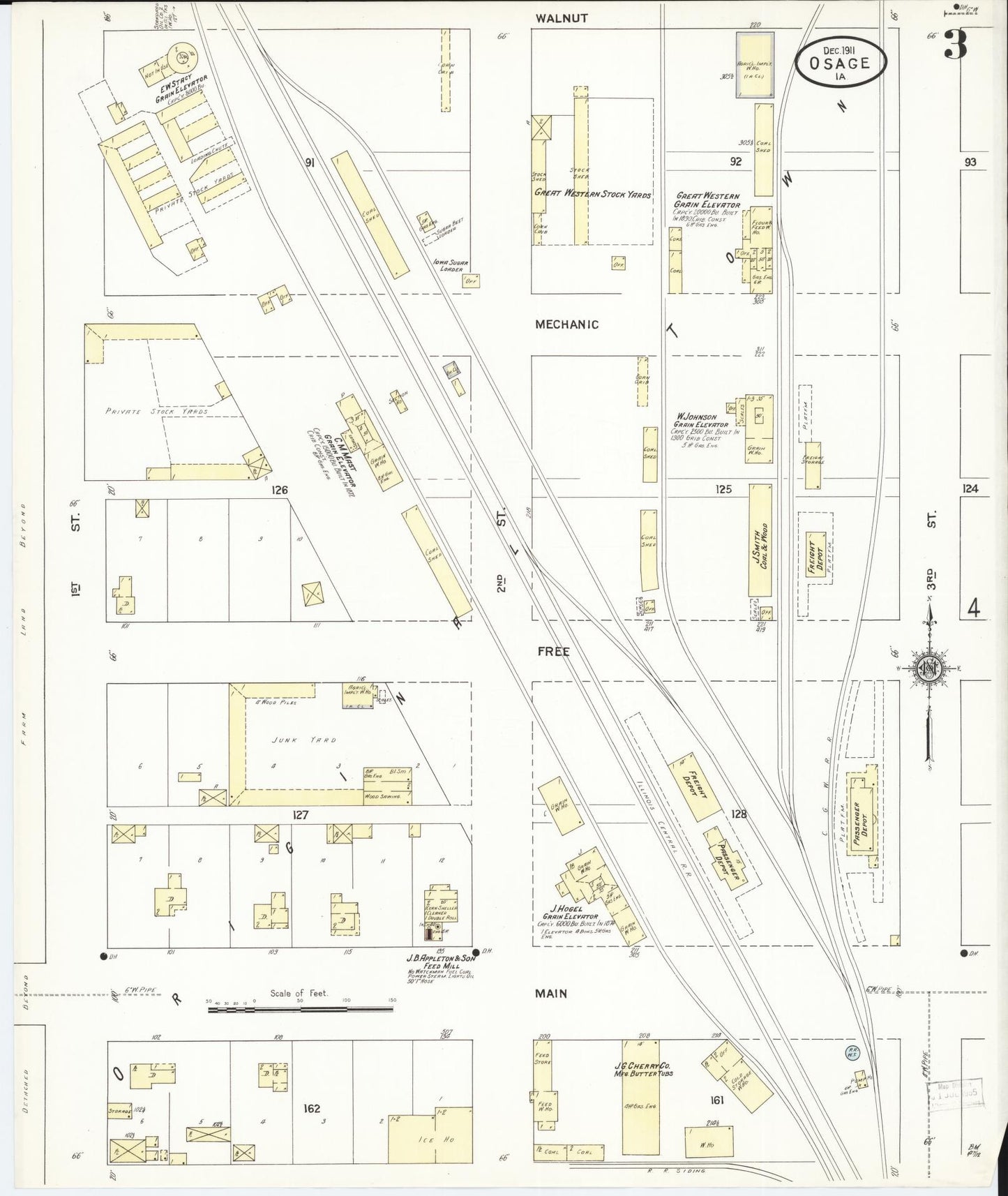 Sanborn Fire Insurance Map from Osage, Mitchell County, Iowa (1911), Sheet #0003 - Historic Sanborn Fire Insurance Map Print