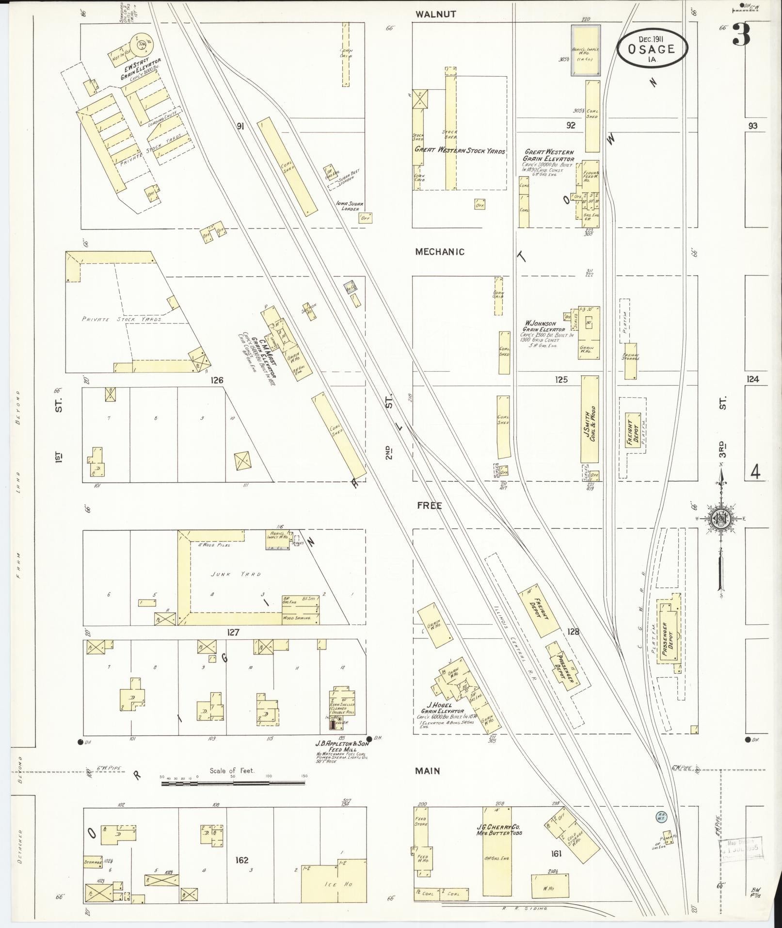 Sanborn Fire Insurance Map from Osage, Mitchell County, Iowa (1911), Sheet #0003 - Historic Sanborn Fire Insurance Map Print