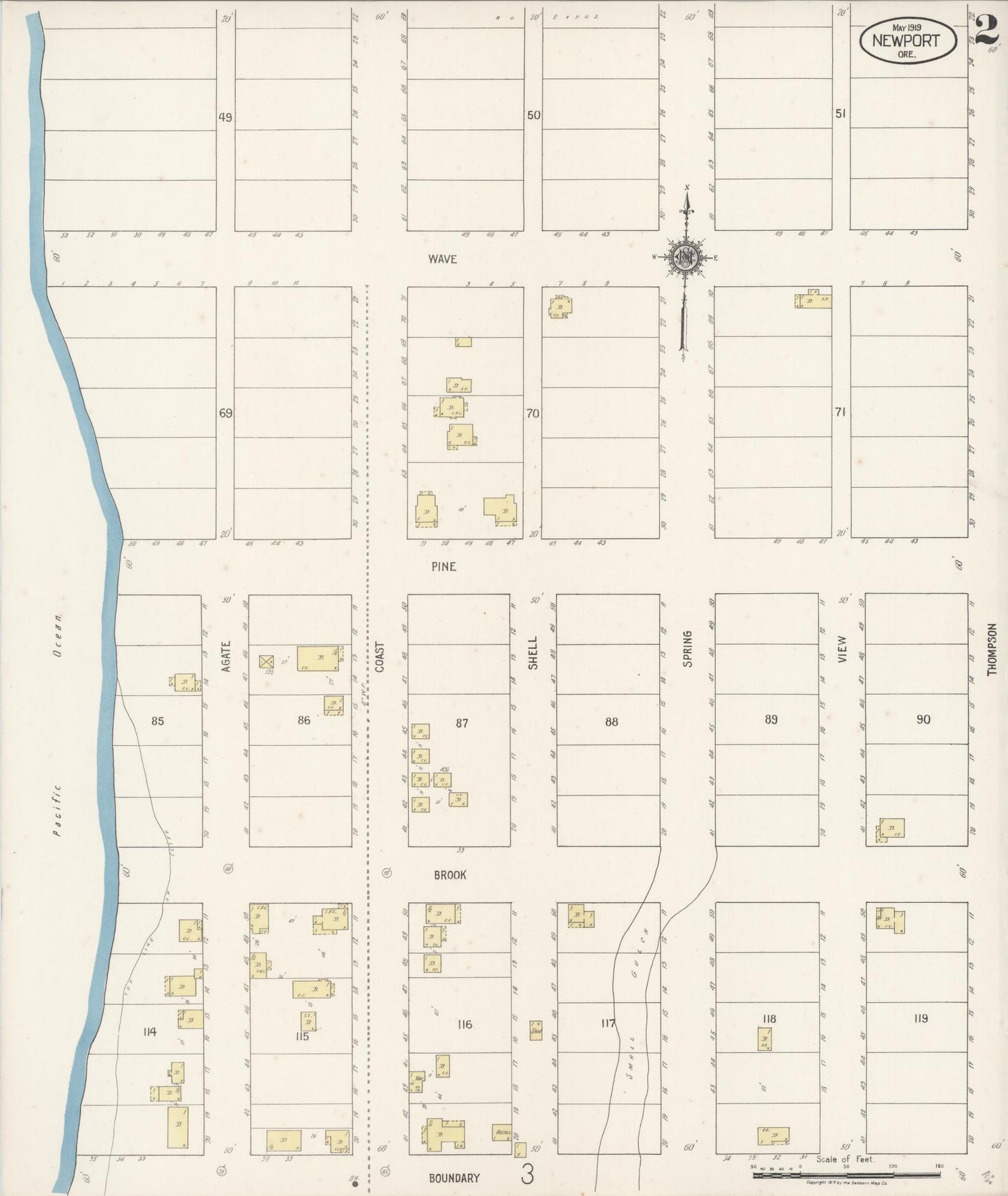 Sanborn Fire Insurance Map from Newport, Lincoln County, Oregon (1919), Sheet #0002 - Complete Map Set gallery image, historic Sanborn map, vintage wall art, Oregon Oregon