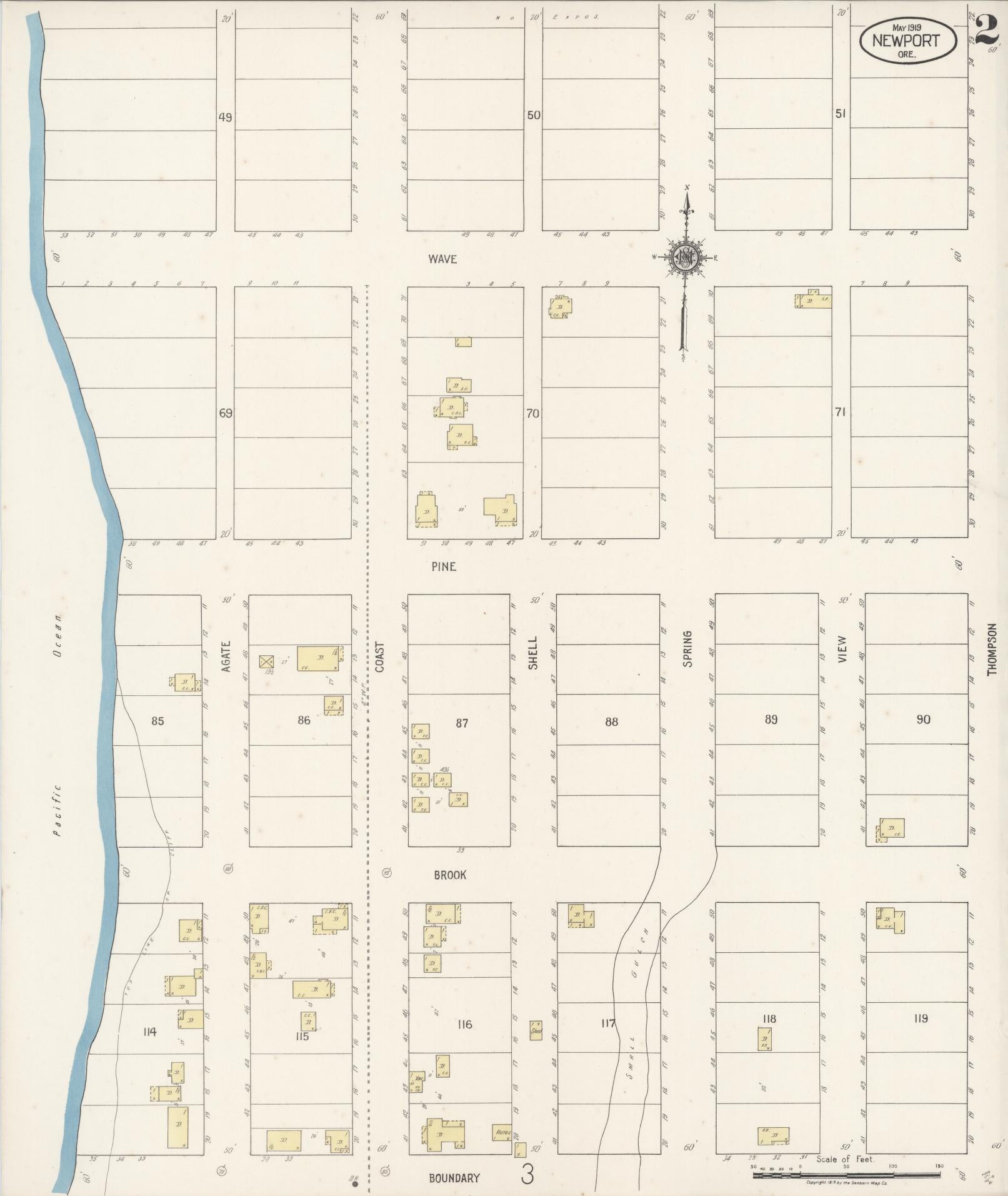 Sanborn Fire Insurance Map from Newport, Lincoln County, Oregon (1919), Sheet #0002 - Complete Map Set gallery image, historic Sanborn map, vintage wall art, Oregon Oregon