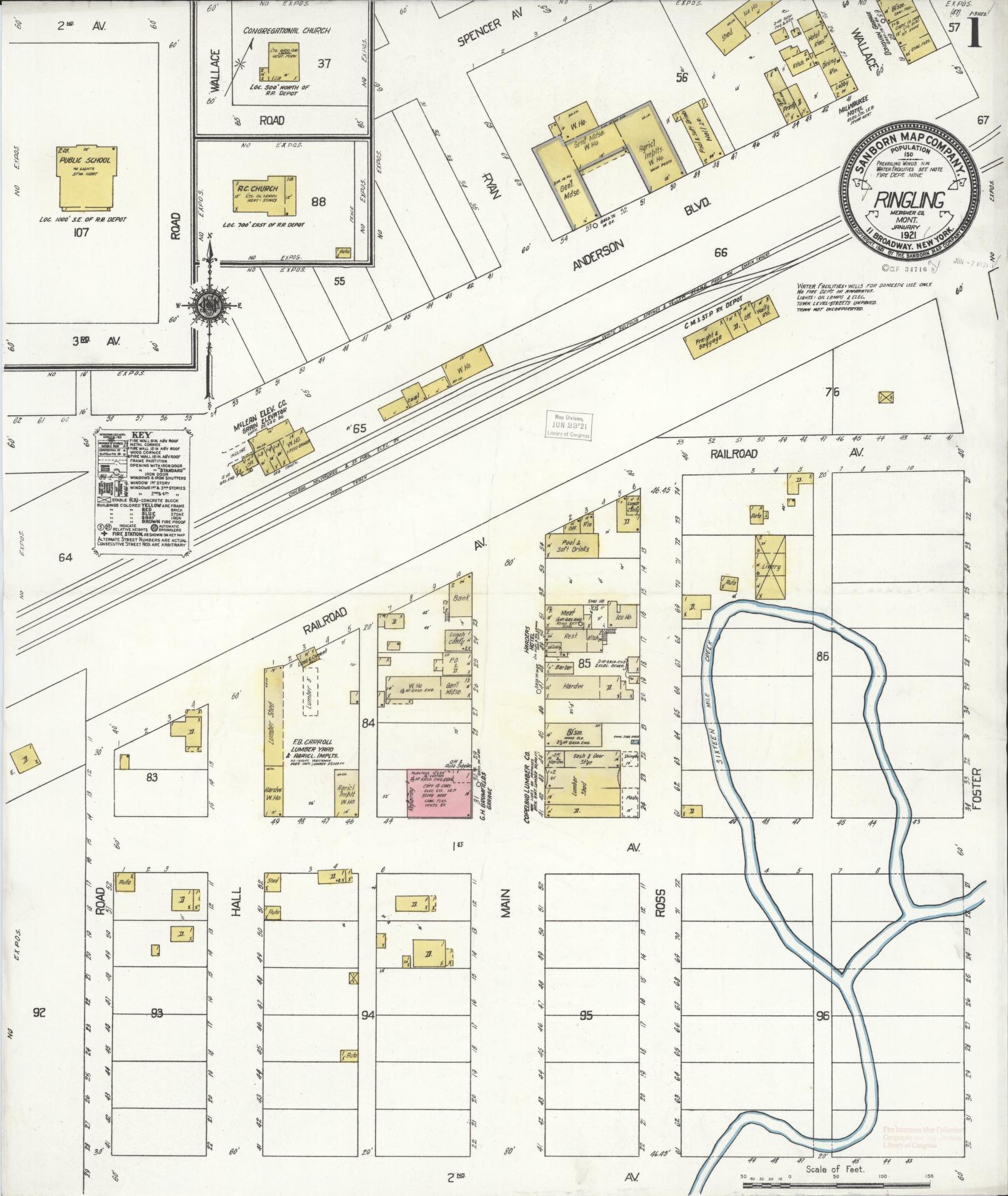 Sanborn Fire Insurance Map from Ringling, Meagher County, Montana. (1921) – Historic Sanborn Fire Insurance Map Print