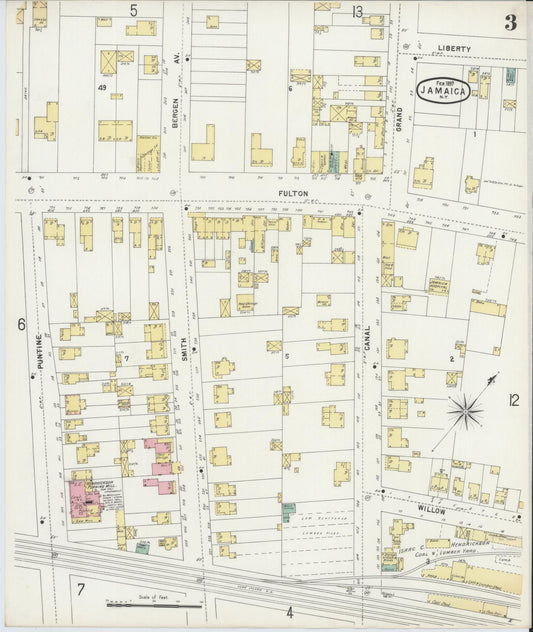 Sanborn Fire Insurance Map from Jamaica, Queens County, New York (1897), Sheet #0003 - Historic Sanborn Fire Insurance Map Print, vintage old map wall art, antique decor, genealogy gift, New York New York map