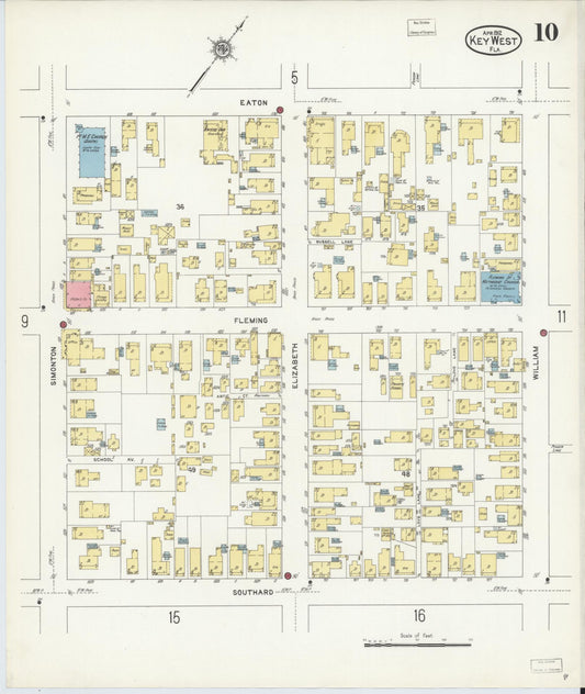 Sanborn Fire Insurance Map from Key West, Monroe County, Florida (1912), Sheet #0010 - Historic Sanborn Fire Insurance Map Print, vintage old map wall art, antique decor, genealogy gift, Florida Florida map