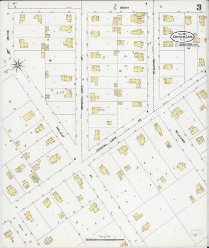 Sanborn Fire Insurance Map from Crystal Lake, McHenry County, Illinois (1905), Sheet #0003 - Complete Map Set gallery image, historic Sanborn map, vintage wall art, Illinois Illinois