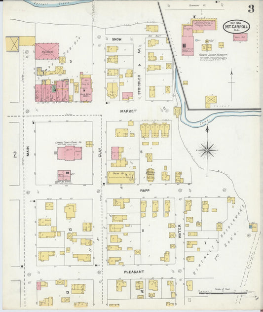 Sanborn Fire Insurance Map from Mount Carroll, Carroll County, Illinois (1904), Sheet #0003 - Historic Sanborn Fire Insurance Map Print, vintage old map wall art, antique decor, genealogy gift, Illinois Illinois map