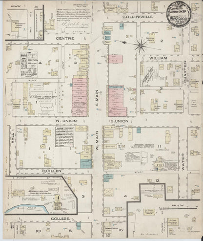 Sanborn Fire Insurance Map from Whitesboro, Grayson County, Texas (1885), Sheet #0001 - Historic Sanborn Fire Insurance Map Print, vintage old map wall art, antique decor, genealogy gift, Texas Texas map
