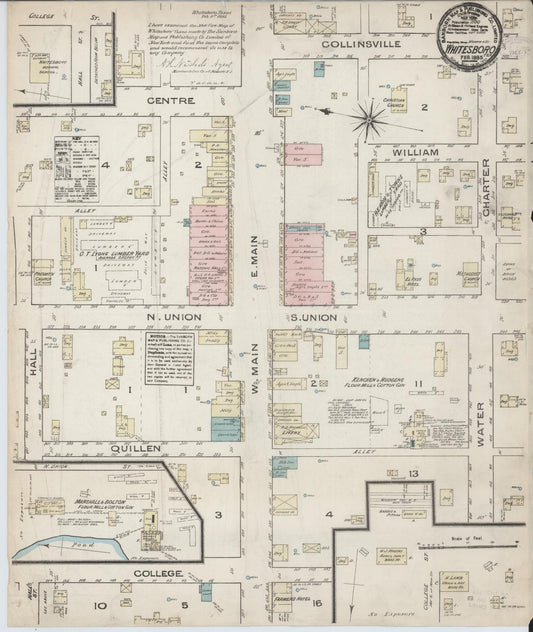 Sanborn Fire Insurance Map from Whitesboro, Grayson County, Texas (1885), Sheet #0001 - Historic Sanborn Fire Insurance Map Print, vintage old map wall art, antique decor, genealogy gift, Texas Texas map