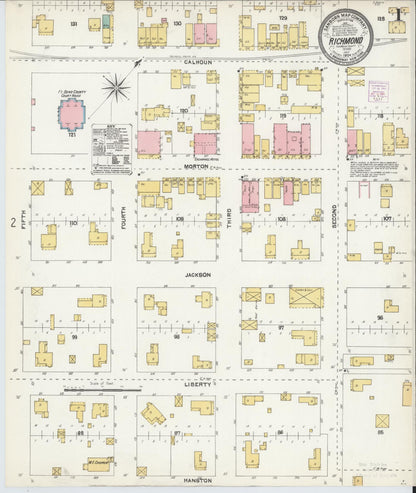 Sanborn Fire Insurance Map from Richmond, Fort Bend County, Texas (1904), Sheet #0001 - Complete Map Set gallery image, historic Sanborn map, vintage wall art, Texas Texas