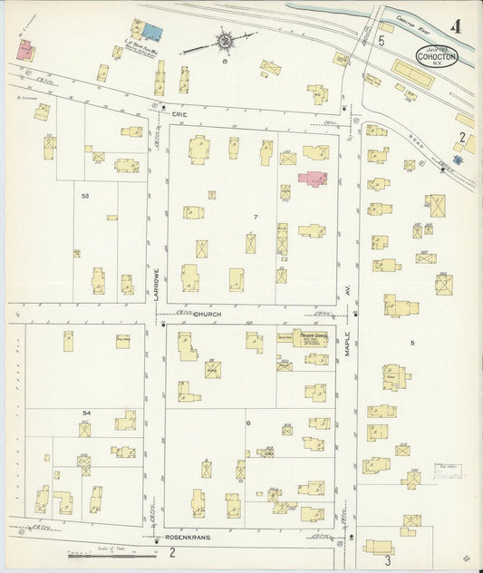 Sanborn Fire Insurance Map from Cohocton, Steuben County, New York (1913), Sheet #0004 - Historic Sanborn Fire Insurance Map Print, vintage old map wall art, antique decor, genealogy gift, New York New York map