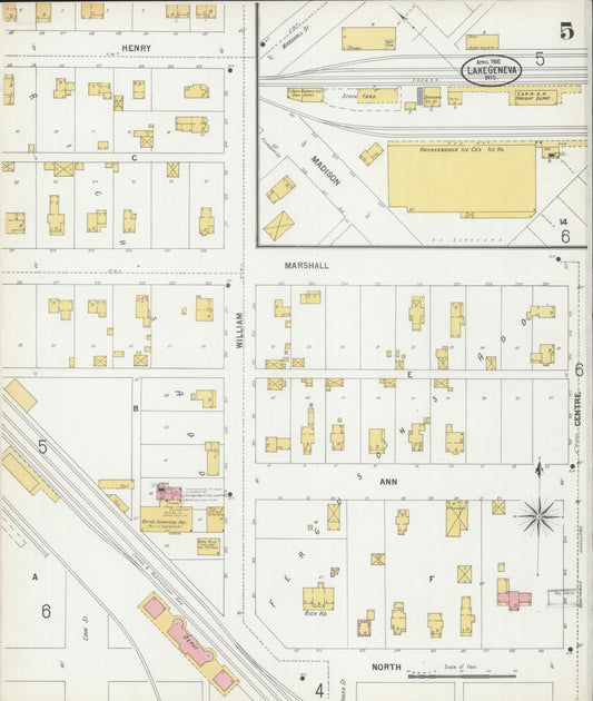 Sanborn Fire Insurance Map from Lake Geneva, Walworth County, Wisconsin (1900), Sheet #0005 - Historic Sanborn Fire Insurance Map Print, vintage old map wall art, antique decor, genealogy gift, Wisconsin Wisconsin map