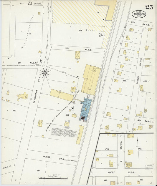 Sanborn Fire Insurance Map from Ardmore, Carter County, Oklahoma (1907), Sheet #0025 - Historic Sanborn Fire Insurance Map Print, vintage old map wall art, antique decor, genealogy gift, Oklahoma Oklahoma map