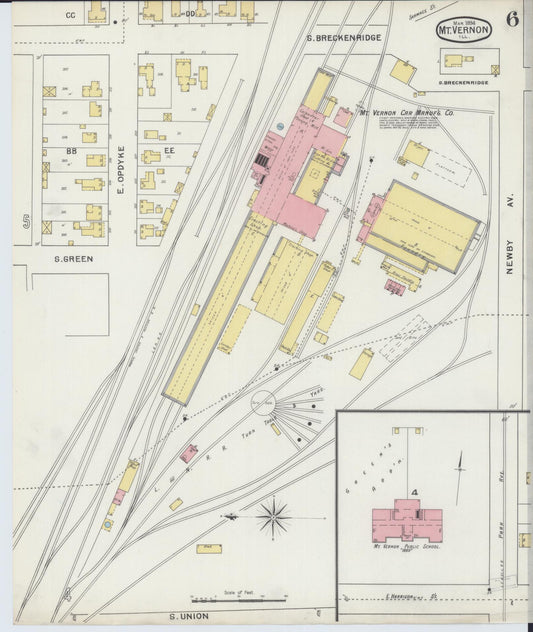 Sanborn Fire Insurance Map from Mount Vernon, Jefferson County, Illinois (1894), Sheet #0006 - Historic Sanborn Fire Insurance Map Print, vintage old map wall art, antique decor, genealogy gift, Illinois Illinois map