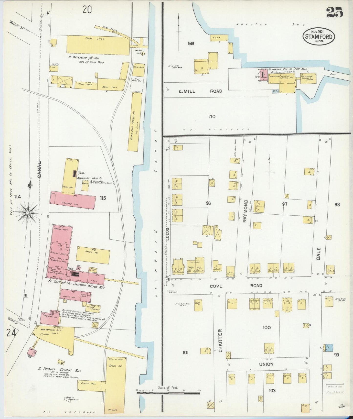 Sanborn Fire Insurance Map from Stamford, Fairfield County, Connecticut (1901), Sheet #0025 - Complete Map Set gallery image, historic Sanborn map, vintage wall art, Connecticut Connecticut