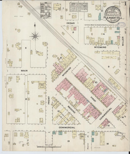 Sanborn Fire Insurance Map from Pleasant Hill, Cass County, Missouri (1883), Sheet #0001 - Historic Sanborn Fire Insurance Map Print, vintage old map wall art, antique decor, genealogy gift, Missouri Missouri map