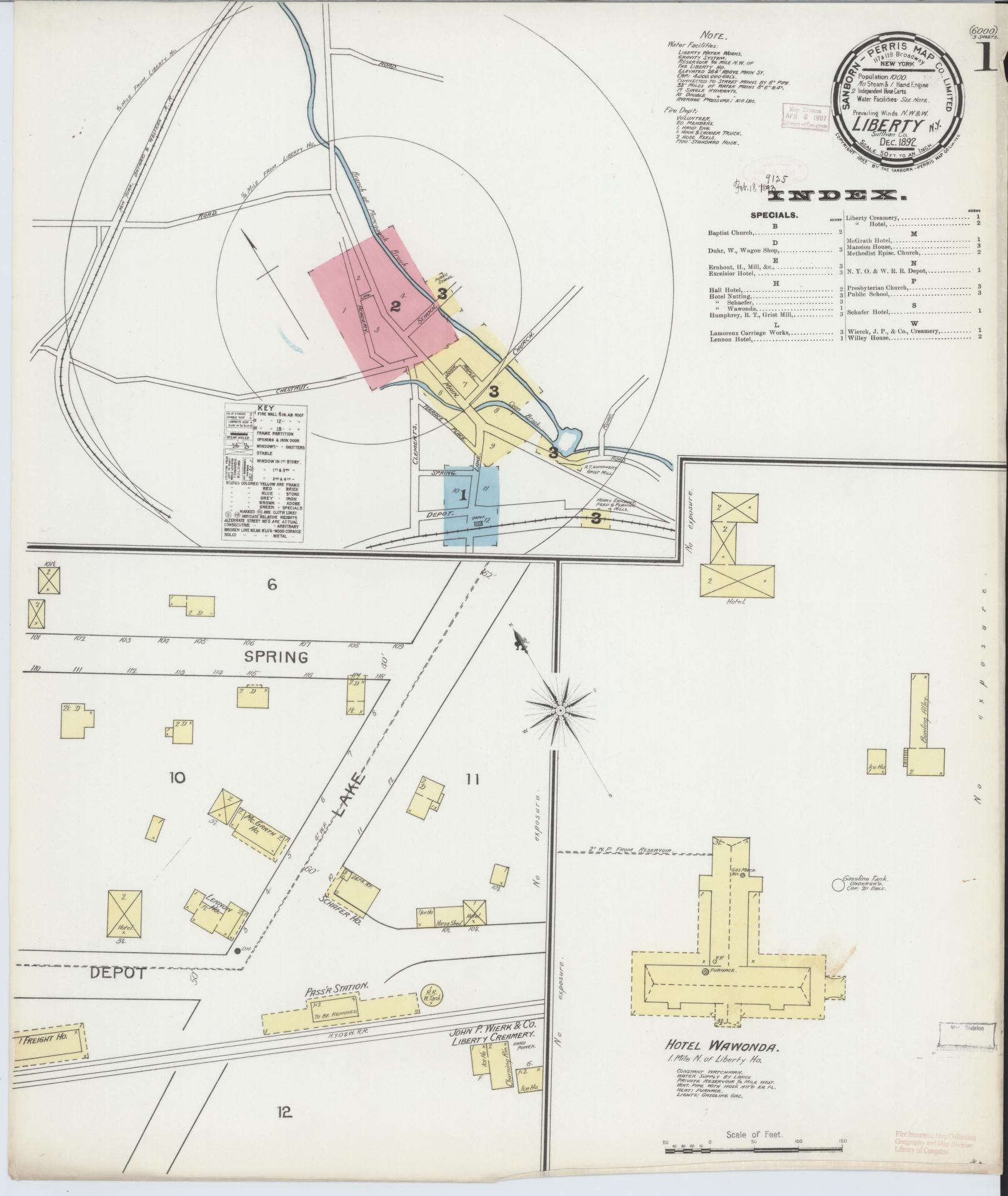 Sanborn Fire Insurance Map from Liberty, Sullivan County, New York. (1892) – Historic Sanborn Fire Insurance Map Print