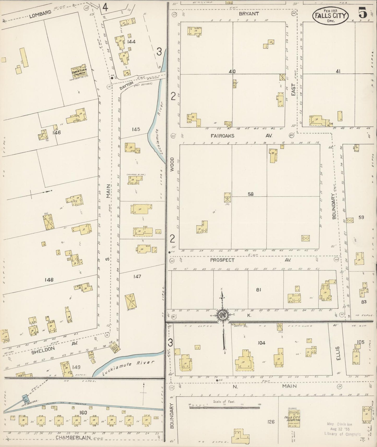 Sanborn Fire Insurance Map from Falls City, Polk County, Oregon (1913), Sheet #0005 - Complete Map Set gallery image, historic Sanborn map, vintage wall art, Oregon Oregon