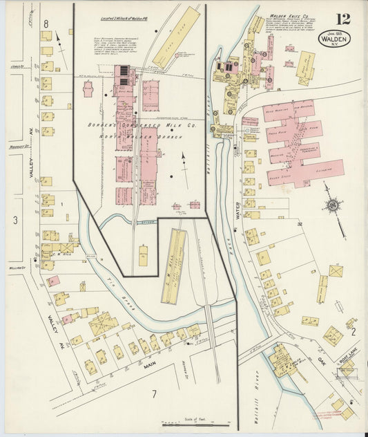 Sanborn Fire Insurance Map from Walden, Orange County, New York (1913), Sheet #0012 - Historic Sanborn Fire Insurance Map Print, vintage old map wall art, antique decor, genealogy gift, New York New York map