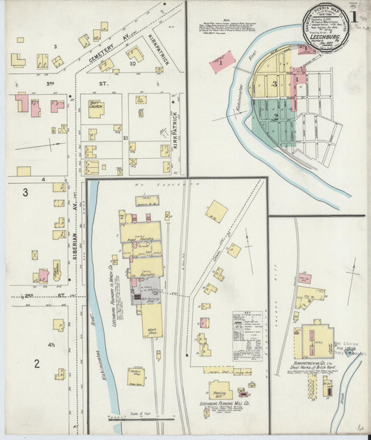Sanborn Fire Insurance Map from Leechburg, Armstrong County, Pennsylvania (1897), Sheet #0001 - Historic Sanborn Fire Insurance Map Print, vintage old map wall art, antique decor, genealogy gift, Pennsylvania Pennsylvania map