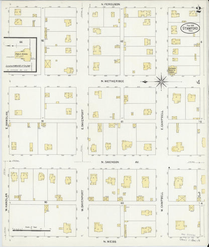 Sanborn Fire Insurance Map from Stamford, Jones County, Texas (1908), Sheet #0002 - Historic Sanborn Fire Insurance Map Print, vintage old map wall art, antique decor, genealogy gift, Texas Texas map