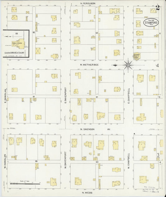 Sanborn Fire Insurance Map from Stamford, Jones County, Texas (1908), Sheet #0002 - Historic Sanborn Fire Insurance Map Print, vintage old map wall art, antique decor, genealogy gift, Texas Texas map