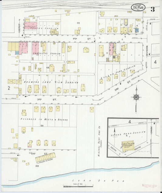 Sanborn Fire Insurance Map from De Pue, Bureau County, Illinois (1914), Sheet #0003 - Historic Sanborn Fire Insurance Map Print, vintage old map wall art, antique decor, genealogy gift, Illinois Illinois map