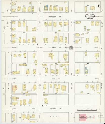 Sanborn Fire Insurance Map from Sanford, Seminole County, Florida (1912), Sheet #0006 - Complete Map Set gallery image, historic Sanborn map, vintage wall art, Florida Florida