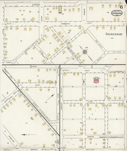 Sanborn Fire Insurance Map from Gorman, Eastland County, Texas (1921), Sheet #0006 - Historic Sanborn Fire Insurance Map Print, vintage old map wall art, antique decor, genealogy gift, Texas Texas map