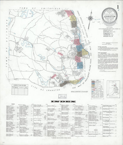 Sanborn Fire Insurance Map from Johnston, Providence County, Rhode Island (1945), Sheet #0001 - Complete Map Set gallery image, historic Sanborn map, vintage wall art, Rhode Island Rhode Island