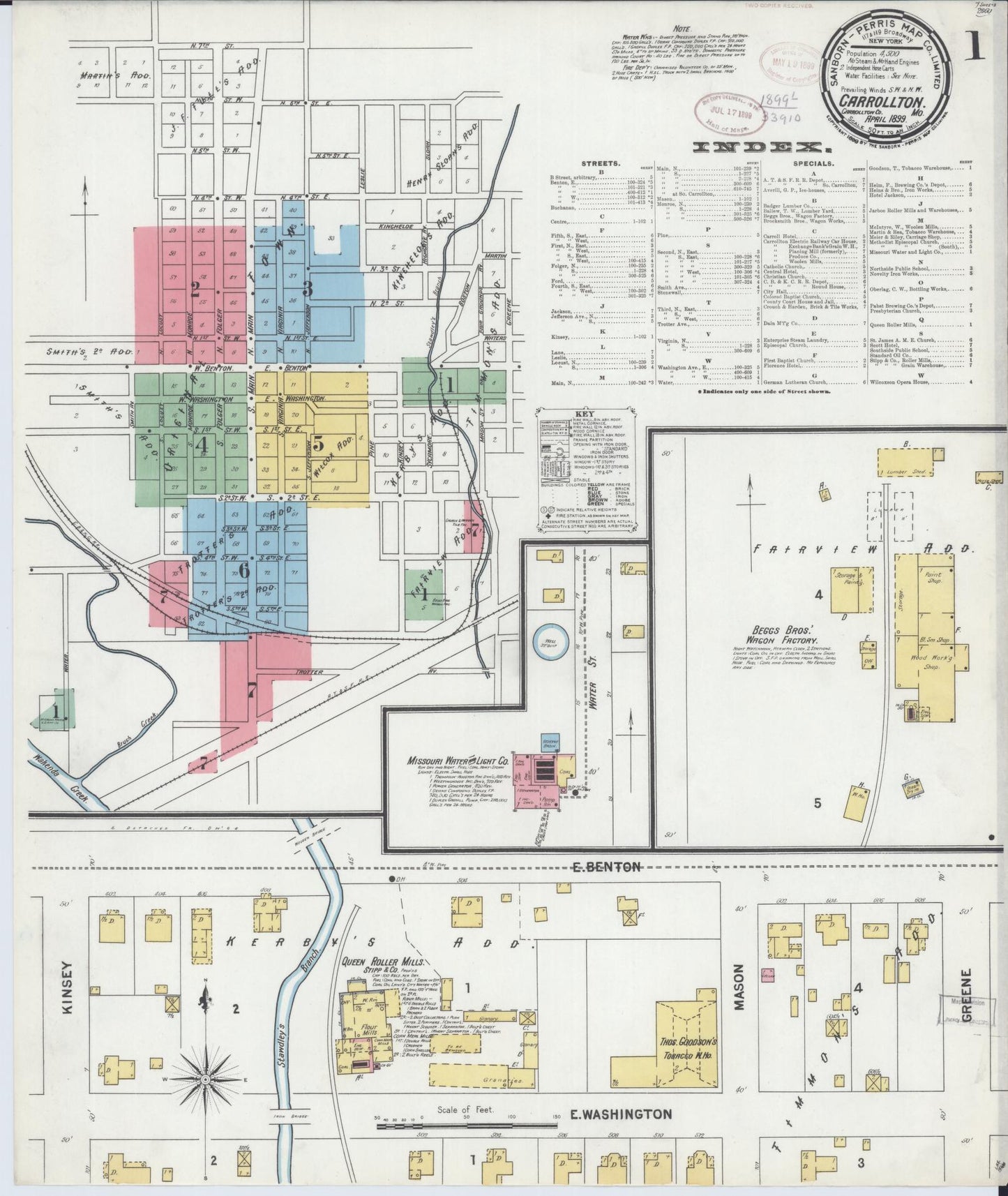 Sanborn Fire Insurance Map from Carrollton, Carroll County, Missouri (1899), Sheet #0001 - Complete Map Set gallery image, historic Sanborn map, vintage wall art, Missouri Missouri