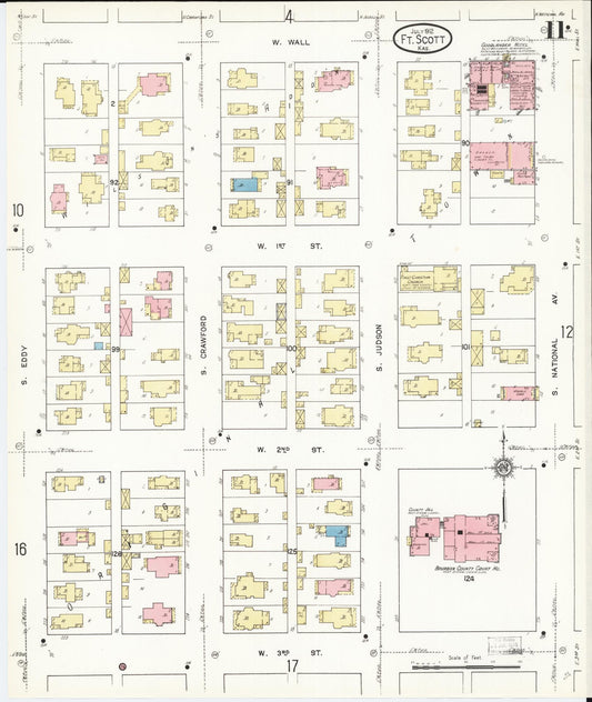 Sanborn Fire Insurance Map from Fort Scott, Bourbon County, Kansas (1912), Sheet #0011 - Historic Sanborn Fire Insurance Map Print, vintage old map wall art, antique decor, genealogy gift, Kansas Kansas map